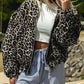 Leopard Print Oversized Bomber Jacket - DAVERRI FASHIONS