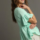 Umgee Floral Lace Trimmed Detail Half Sleeve Babydoll Top Tops