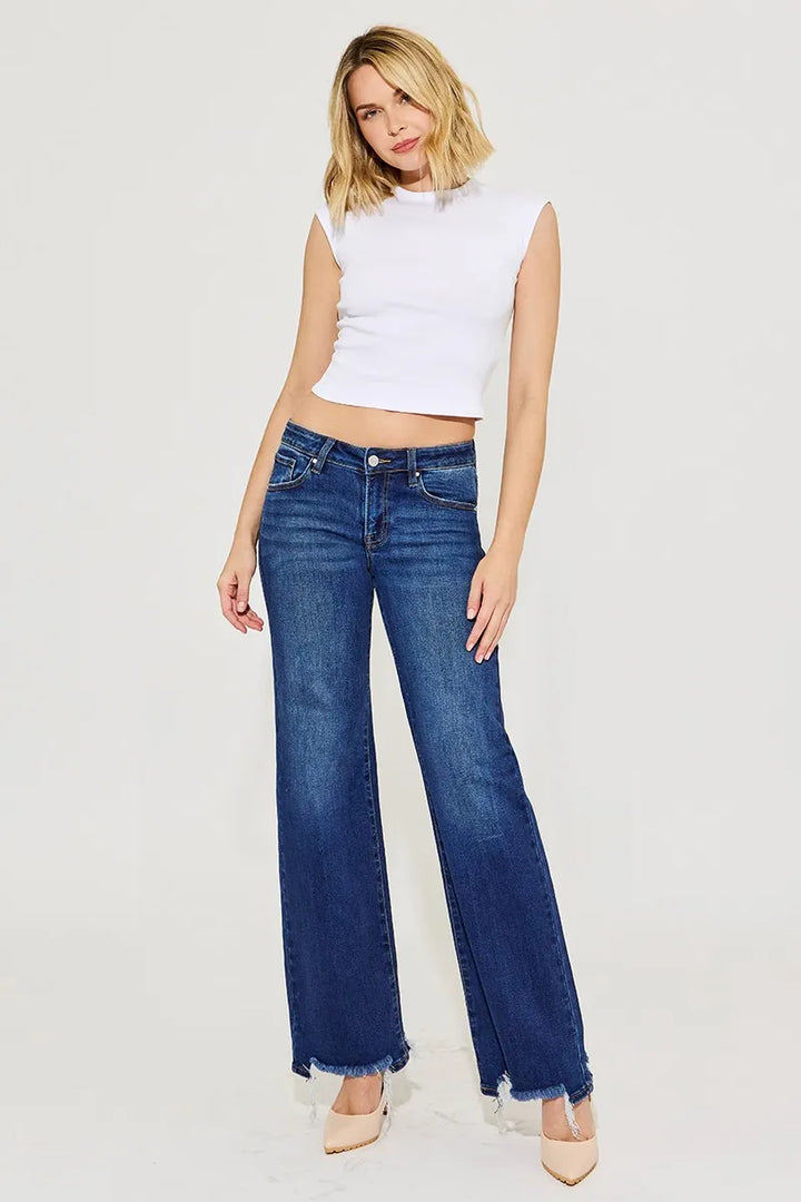 RISEN Full Size Low Rise Wide Leg Jeans Plus Size Jeans