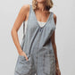 BiBi Patch vintage washed denim shortall with relaxed fit and front pockets