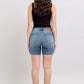 Judy Blue Button Fly Mid Length Denim Shorts W/ Destroy Shorts