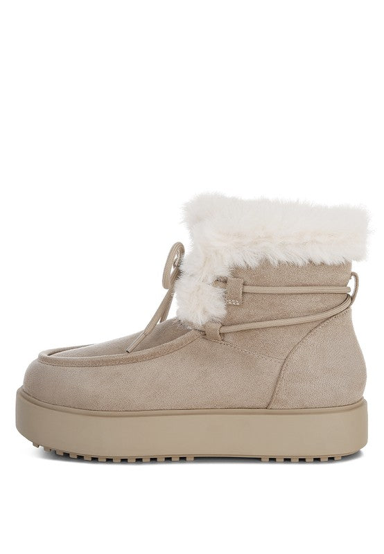 Bunting Faux Fur Collar Flatform Boots | Boots Daverri Fashions