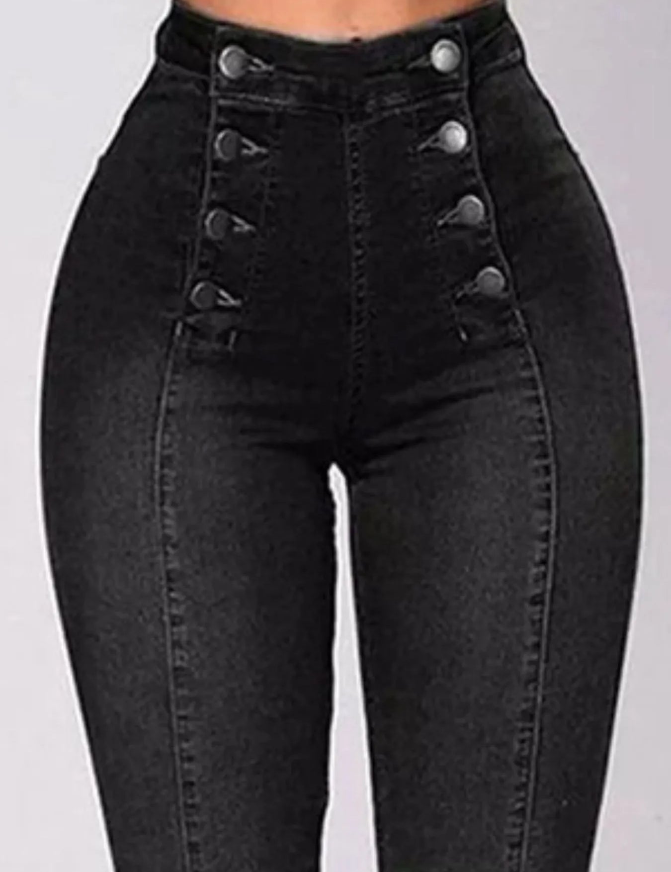 Full Size High-Waisted Double-Breasted Skinny Jeans Plus Size | Jeans Daverri Fashions
