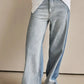 Contrast Straight Leg Jeans with Pockets - DAVERRI FASHIONS