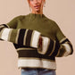SO ME Multi Color Striped Mock Neck Sweater - DAVERRI FASHIONS