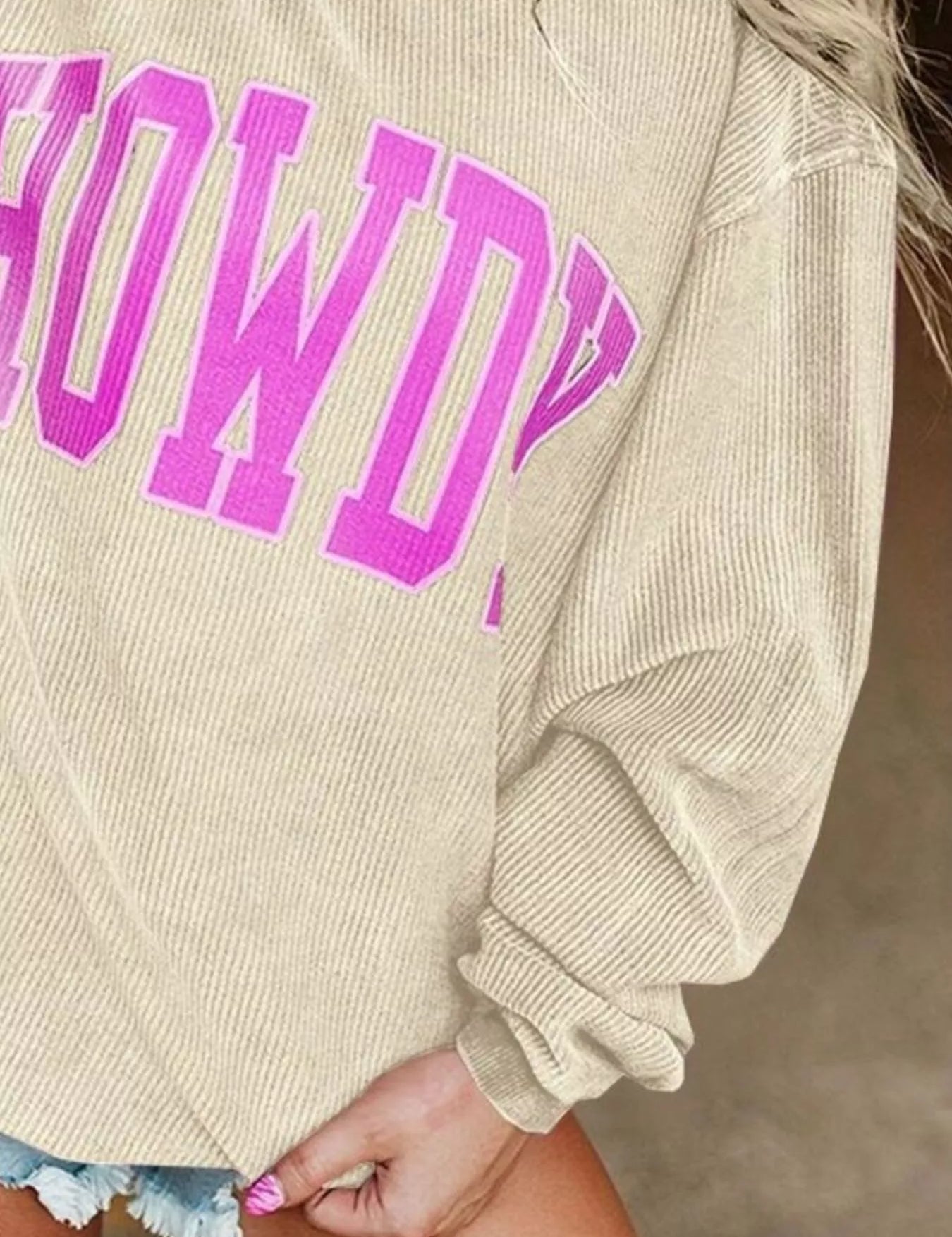 Full Size Howdy Round Neck Oversized Sweatshirt Plus Size | Sweatshirts Daverri Fashions