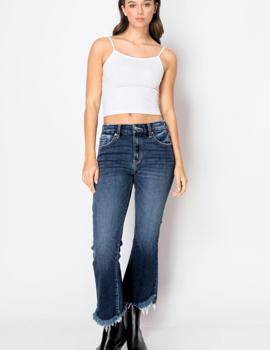 As Shown Artemis Vintage Colle High Rise Crop Flare Jeans | Jeans Daverri Fashions