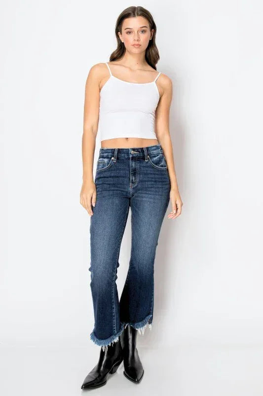 Artemis Vintage Colle High Rise Crop Flare Jeans - DAVERRI FASHIONS