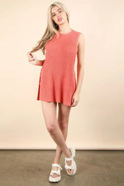 VERY J Slit Round Neck Top and Shorts Sweater Set | Outfit Sets Daverri Fashions