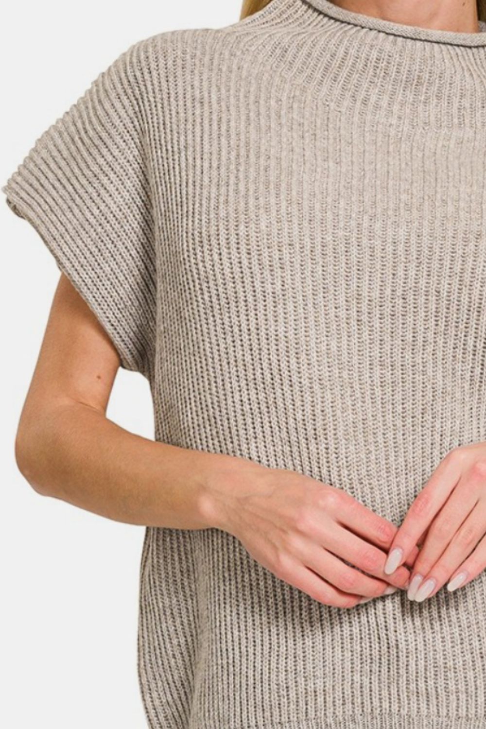 Short Sleeve Mock Neck Sweater Tops