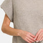 Zenana Short Sleeve Mock Neck Sweater - DAVERRI FASHIONS