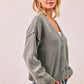 BiBi Washed Sweater V Neck Cardigan - DAVERRI FASHIONS