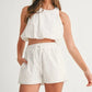 MABLE Eyelet Bubble Hem Sleeveless Top and Shorts Set Outfit Sets