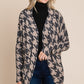 BOMBOM Houndstooth Open Front Cocoon Knit Cardigan Houndstooth