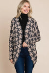 BOMBOM Houndstooth Open Front Cocoon Knit Cardigan - DAVERRI FASHIONS