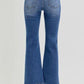 RISEN Full Size Distressed High Rise Crop Flare Jeans - DAVERRI FASHIONS