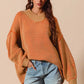SO ME Oversized Two Tone Textured V Neck Sweater - DAVERRI FASHIONS