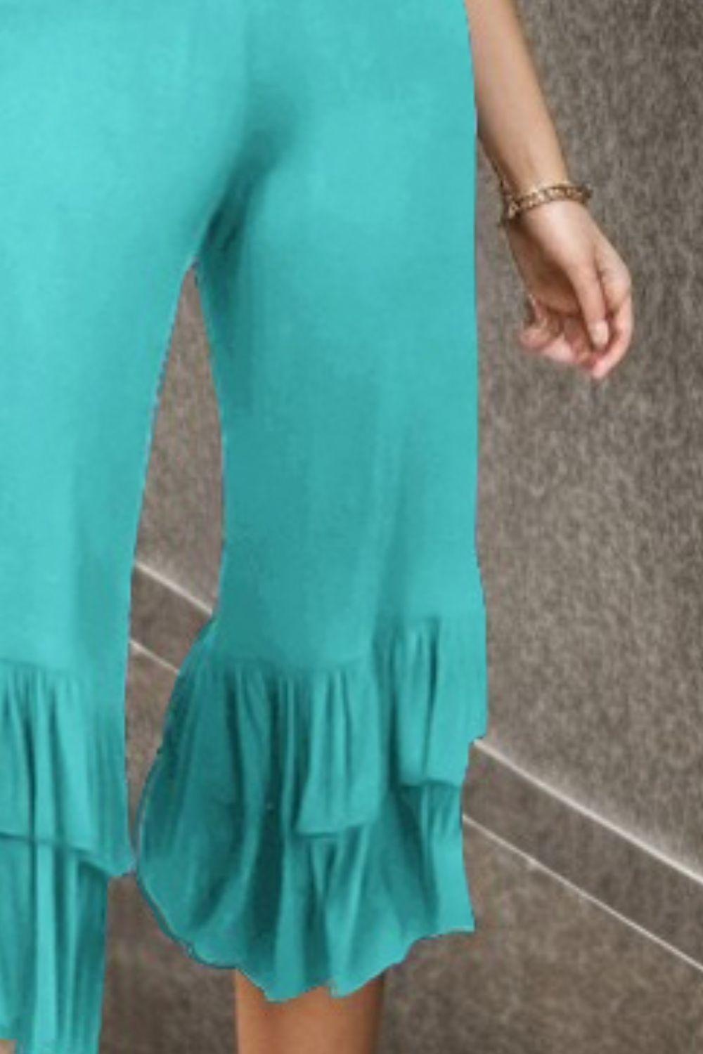 Heimish Full Size Ruffled High Waist Wide Leg Pants Plus Size Pants