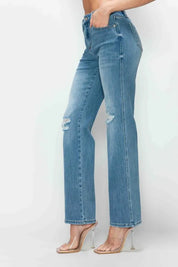 bytos Full Size Distressed High Rise Straight Jeans | Jeans Daverri Fashions