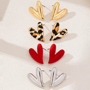 Red One Size 4 Pair Heart Stud Earrings | Earrings Daverri Fashions