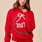 BiBi Christmas Wreath Merry Letter Knit Top - DAVERRI FASHIONS