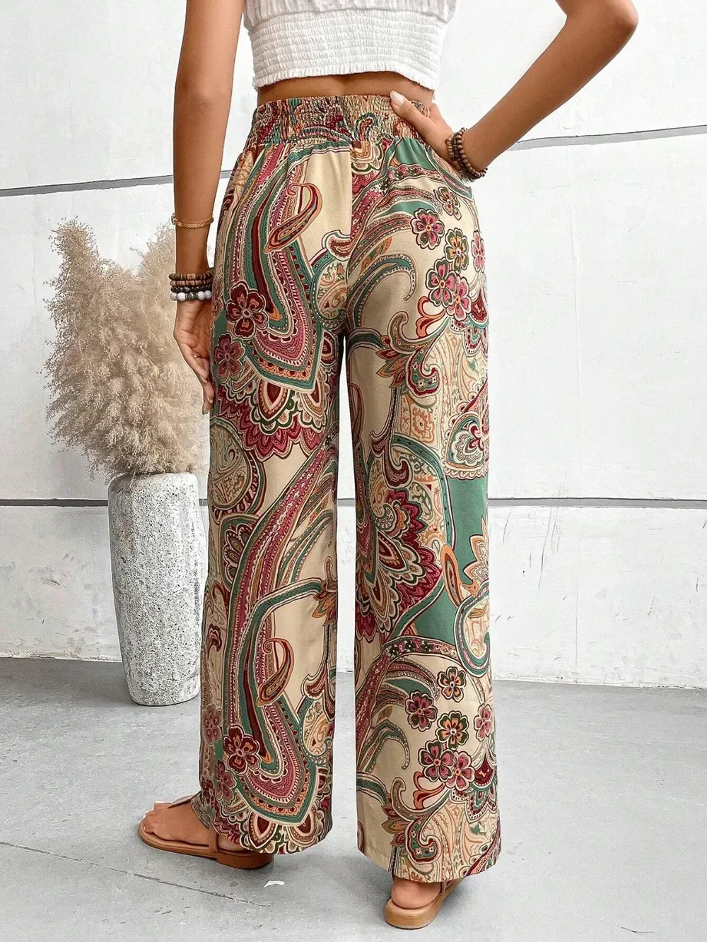 Printed Wide Leg Pants - DAVERRI FASHIONS