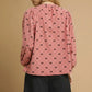 Umgee Corduroy Bow Print Balloon Sleeve Blouse - DAVERRI FASHIONS