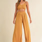 MABLE Smocked Bralette Crop Top and Wide Leg Pants Set Outfit Sets