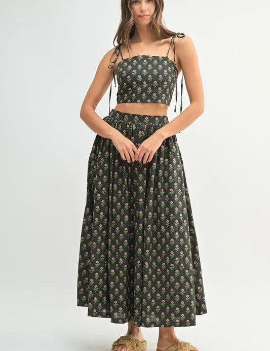 MABLE Floral Crop Top and Skirt Set | Outfit Sets Daverri Fashions