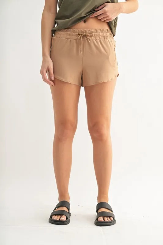 MONO B Drawcord Mini Shorts MOCHA 25