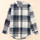 Daverri plaid button-up long sleeve shirt in navy, white, red