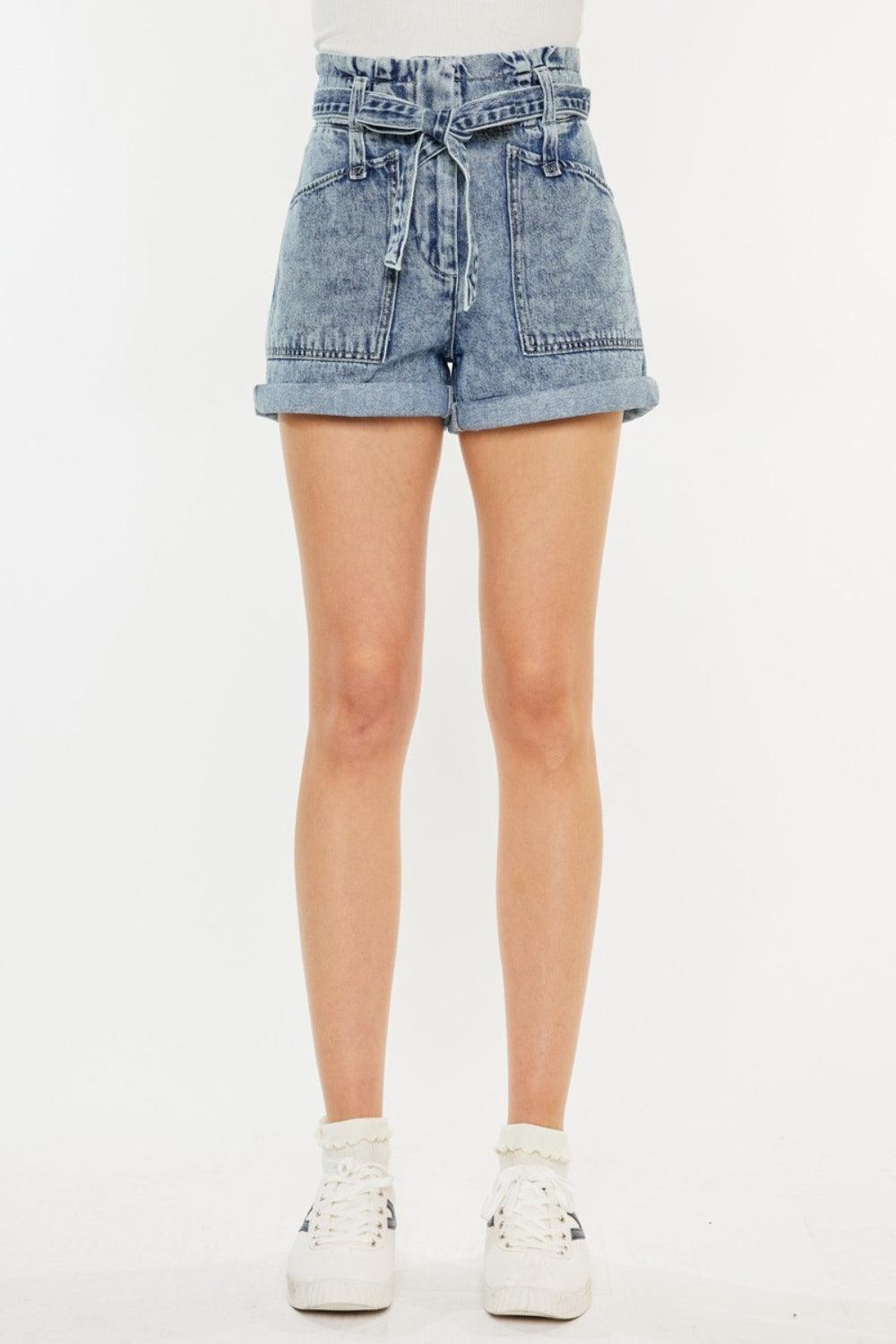 Kancan Ultra High Rise Paperbag Denim Shorts Shorts