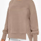 Slit Round Neck Dropped Shoulder Sweatshirt - DAVERRI FASHIONS