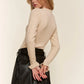 And The Why Half Button Round Neck Long Sleeve Bodysuit - DAVERRI FASHIONS