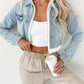 Distressed Zip Up Cropped Hooded Denim Jacket - DAVERRI FASHIONS