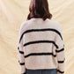 SO ME Stripe Soft Touch Button Cozy Sweater Cardigan - DAVERRI FASHIONS