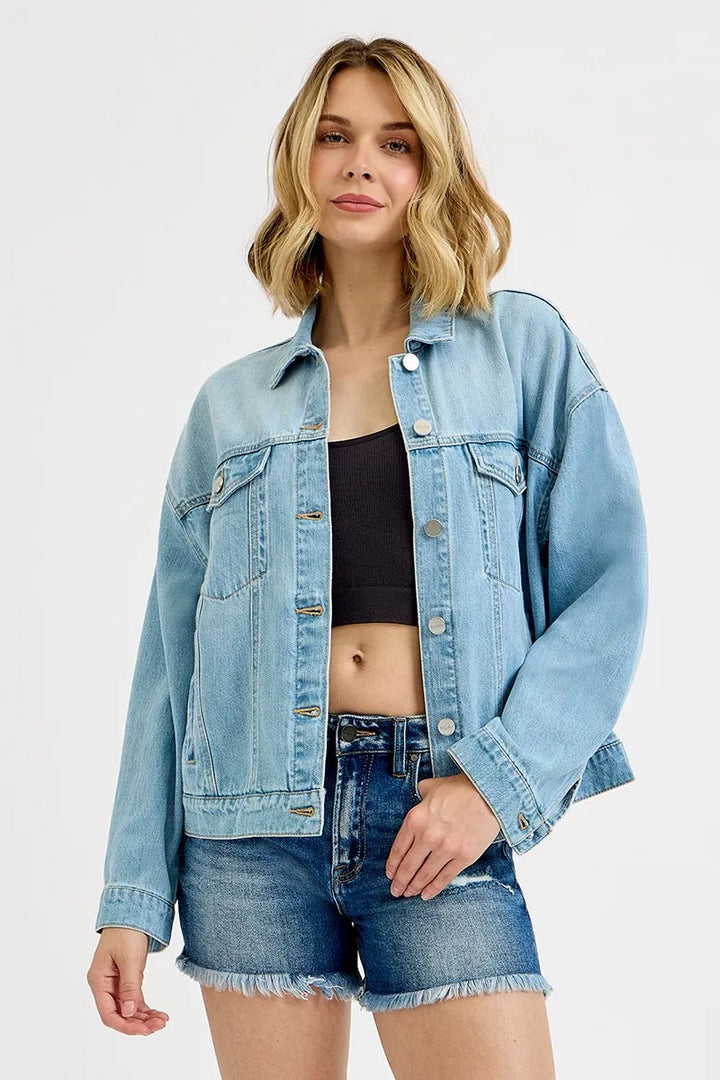 RISEN Washed Dropped Shoulder Denim Jacket LIGHT Denim Jackets