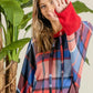 BiBi Plaid Mirr Brushed Rib Contrast Thumb Open Hoodie - DAVERRI FASHIONS