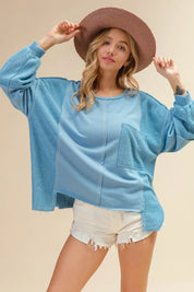 BiBi Oversized Pocket Front Sweatshirt - DAVERRI FASHIONS