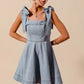 SO ME A Line Fit and Flare Diamond Bow Ribbon Denim Dres Mini Dresses