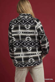 Umgee Aztec Print Sherpa Pullover | Tops Daverri Fashions