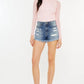 Kancan High Rise Raw Hem Denim Shorts MEDIUM Denim Shorts