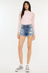 Kancan High Rise Raw Hem Denim Shorts MEDIUM Denim Shorts