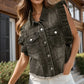 Raw Hem Ruffled Cap Sleeve Denim Jacket - DAVERRI FASHIONS