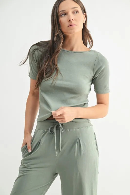 MONO B Vintage Ease Pima Cotton Tee and Pants Set