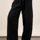 VERY J Wide Leg Gauze Solid Pants Black S Pants