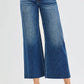 RISEN Full Size Mid Rise Crop Wide Raw Cut Hem Jeans Plus Size - DAVERRI FASHIONS