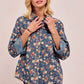 BiBi Washed Floral Print Denim Jacket Shackets