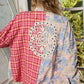 POL Patchwork Plaid Button-Up Shirt with Contrast Pockets Shirts