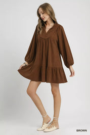 Umgee Corduroy Tiered Babydoll Dress | Mini Dresses Daverri Fashions